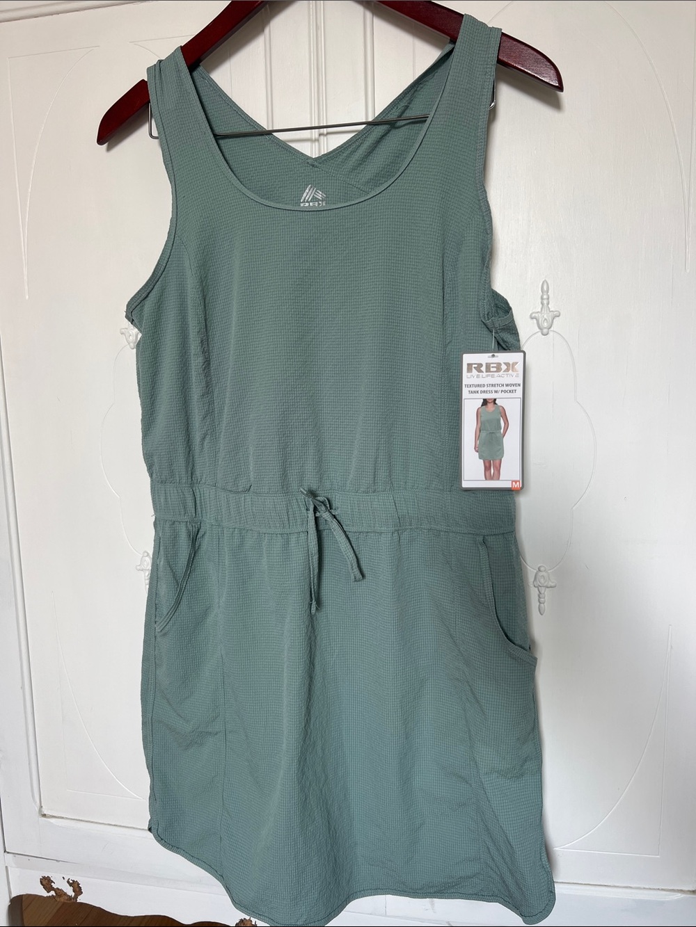 RBX Women's Sage Green Drawstring Pocket Tank Dress